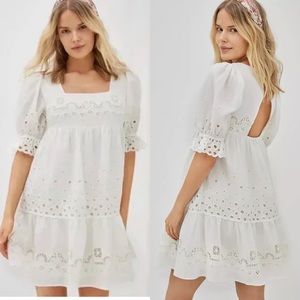 Anthropologie forever that girl white eyelet mini dress Sz Small NWT